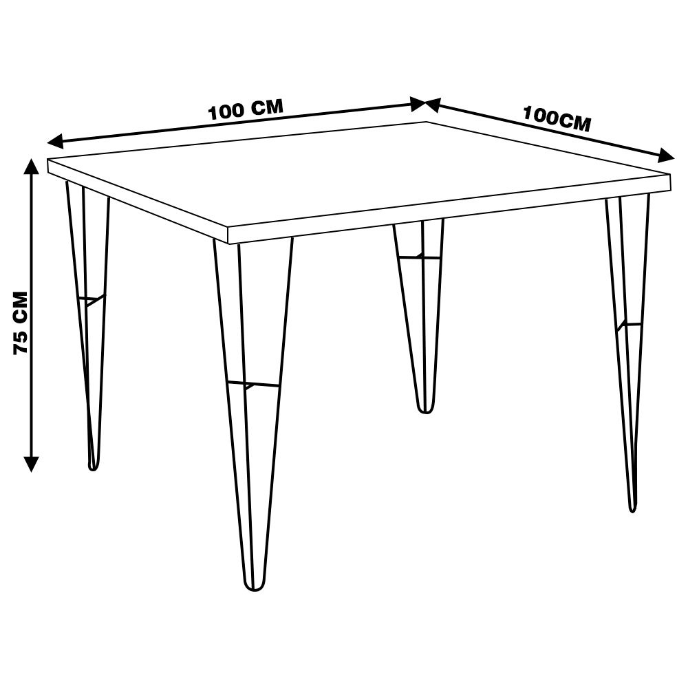 Mesa Sala de Jantar Cozinha Ludiana Quadrada 100cm Grafite Madeira Maciça Rustic Brown G54 - Gran Belo