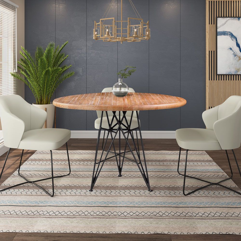 Mesa Sala de Jantar Cozinha Monary Redonda 110cm Grafite Madeira Maciça Driftwood G54 - Gran Belo
