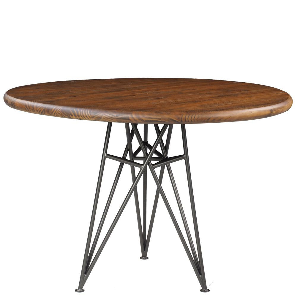Mesa Sala de Jantar Cozinha Monary Redonda 110cm Grafite Madeira Maciça Rustic Brown G54 - Gran Belo