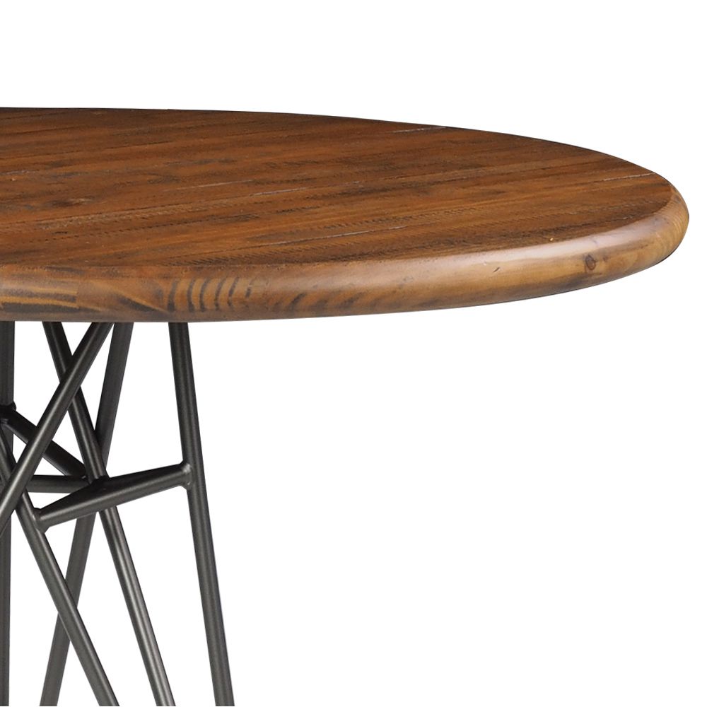 Mesa Sala de Jantar Cozinha Monary Redonda 110cm Grafite Madeira Maciça Rustic Brown G54 - Gran Belo