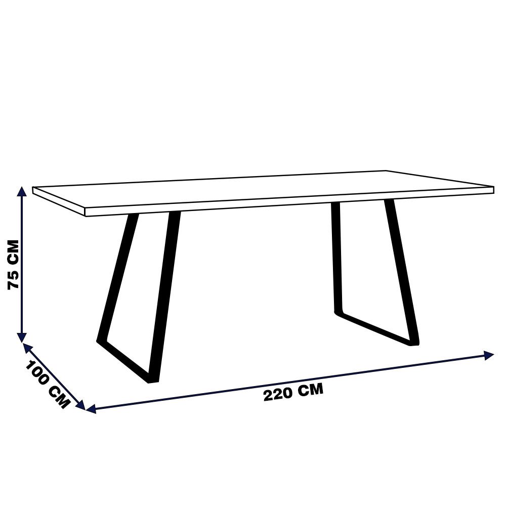 Mesa Sala de Jantar Cozinha Ogleary 220cm Grafite Madeira Maciça Rustic Brown G54 - Gran Belo