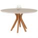 Mesa Sala de Jantar Cozinha Redonda Tampo de Vidro 130cm Willy Off White/Champagne G60 - Gran Belo