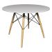 Mesa Sala de Jantar Gustave Redonda Tampo MDF Base Madeira Branco G56 - Gran Belo