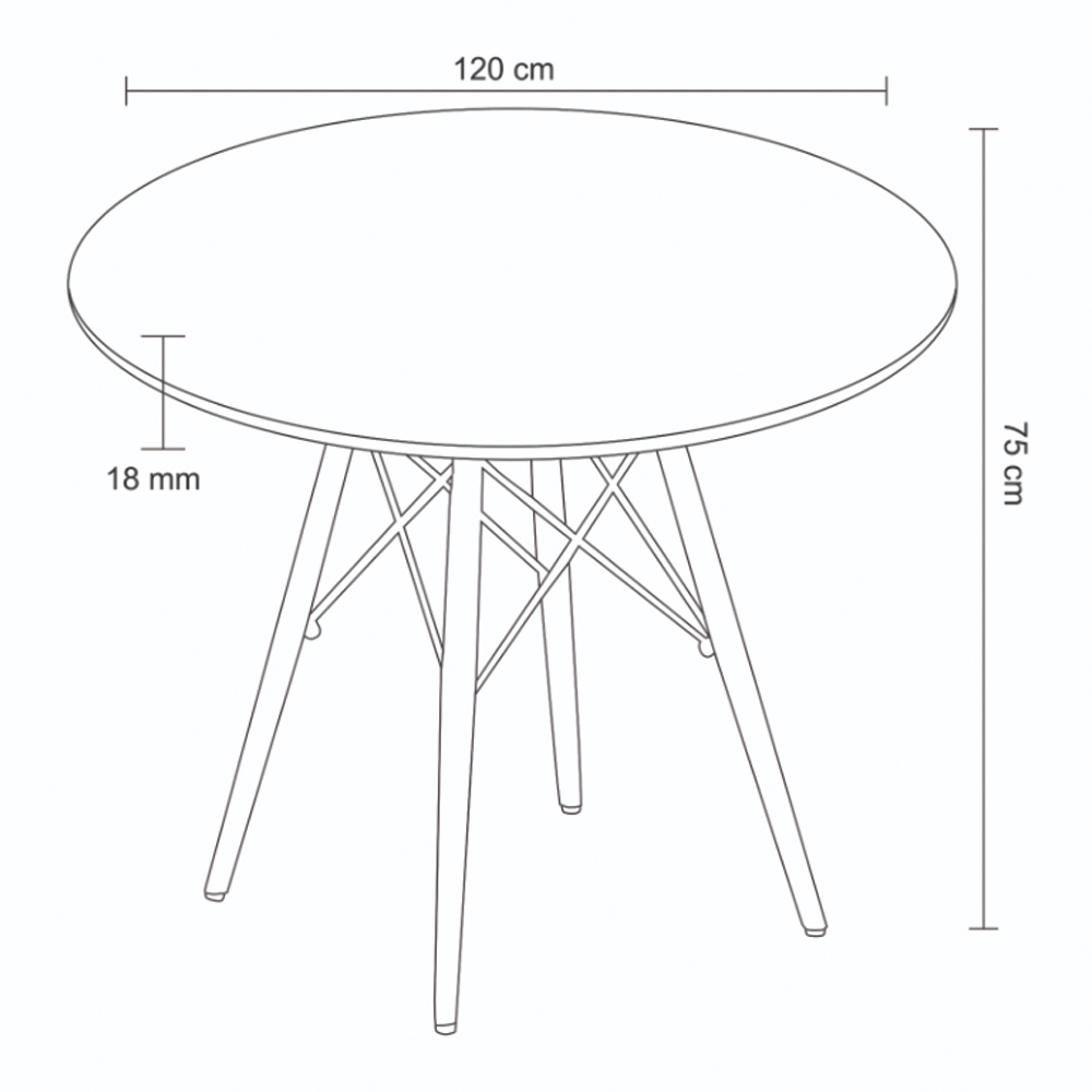Mesa Sala de Jantar Gustave Redonda Tampo MDF Base Madeira Branco G56 - Gran Belo