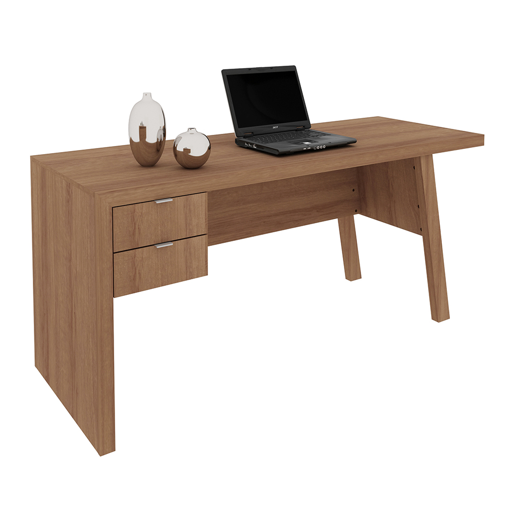 Mesa com 2 Gavetas para Escritório Home Office ME4122 MDP Amendoa G69 - Gran Belo