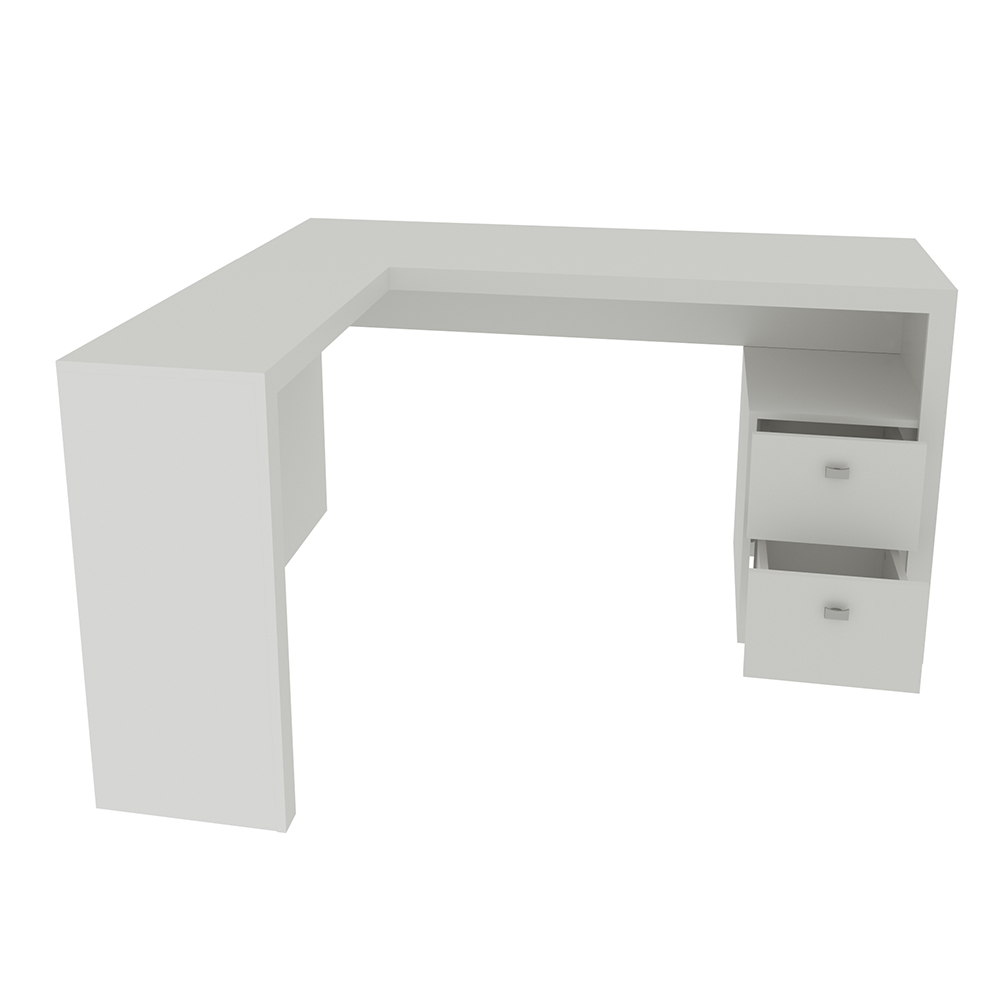 Mesa com 2 Gavetas para Escritório Home Office ME4129 MDP Branco G69 - Gran Belo