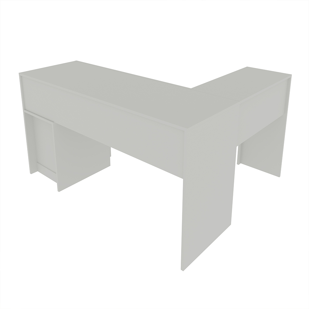 Mesa com 2 Gavetas para Escritório Home Office ME4129 MDP Branco G69 - Gran Belo