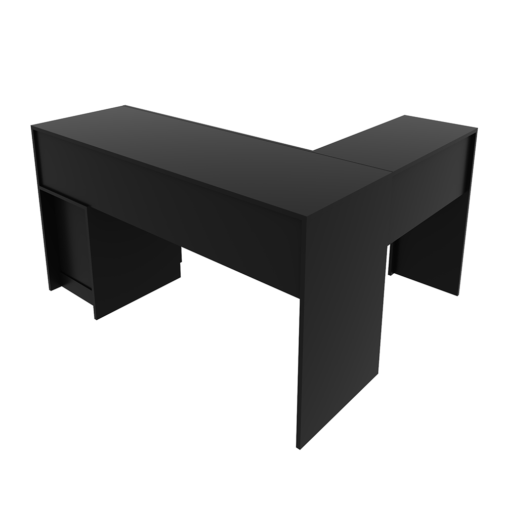 Mesa com 2 Gavetas para Escritório Home Office ME4129 MDP Preto G69 - Gran Belo