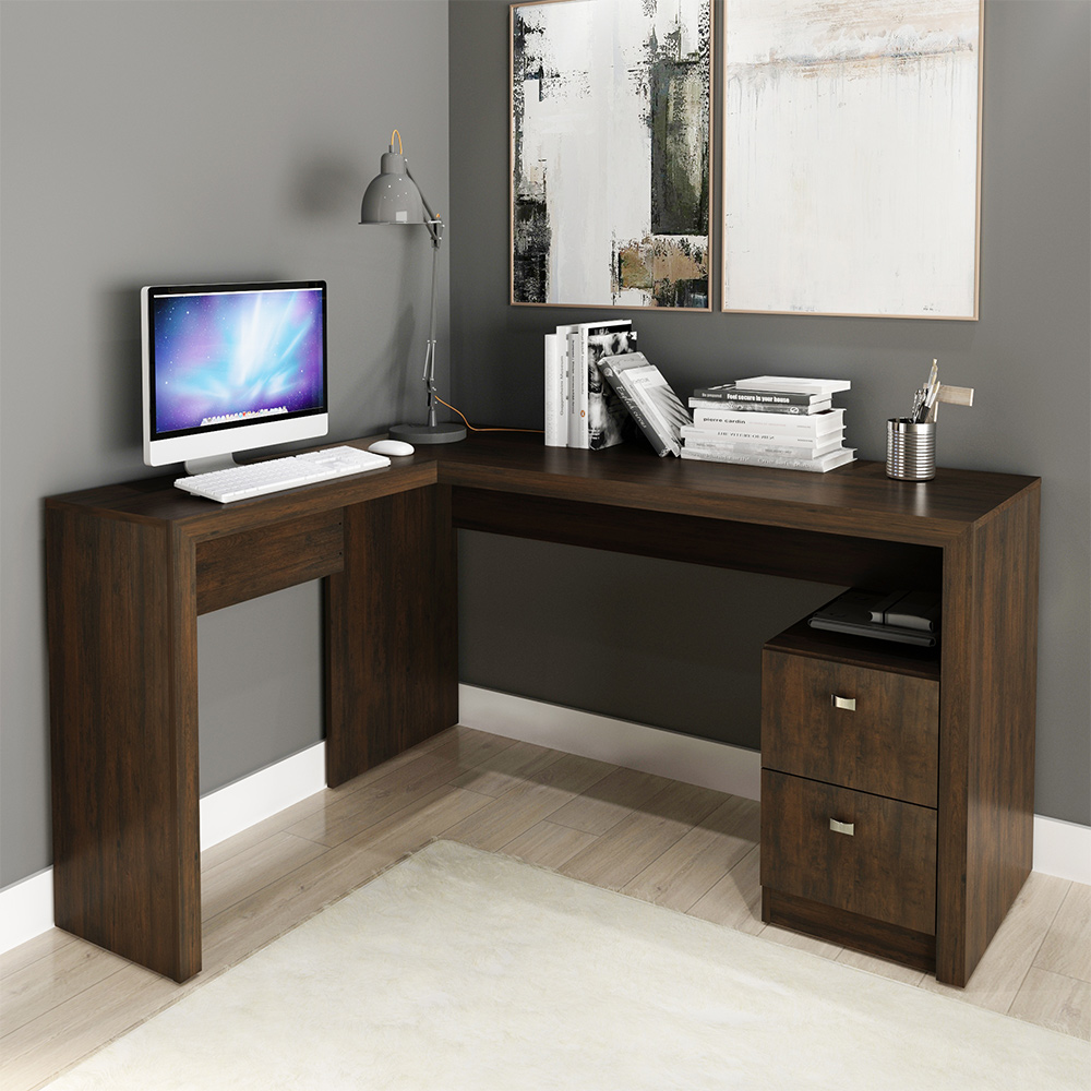 Mesa com 2 Gavetas para Escritório Home Office ME4129 MDP Rustico G69 - Gran Belo
