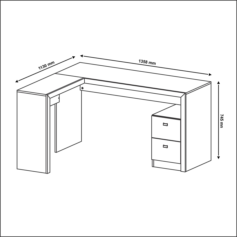 Mesa com 2 Gavetas para Escritório Home Office ME4129 MDP Rustico G69 - Gran Belo