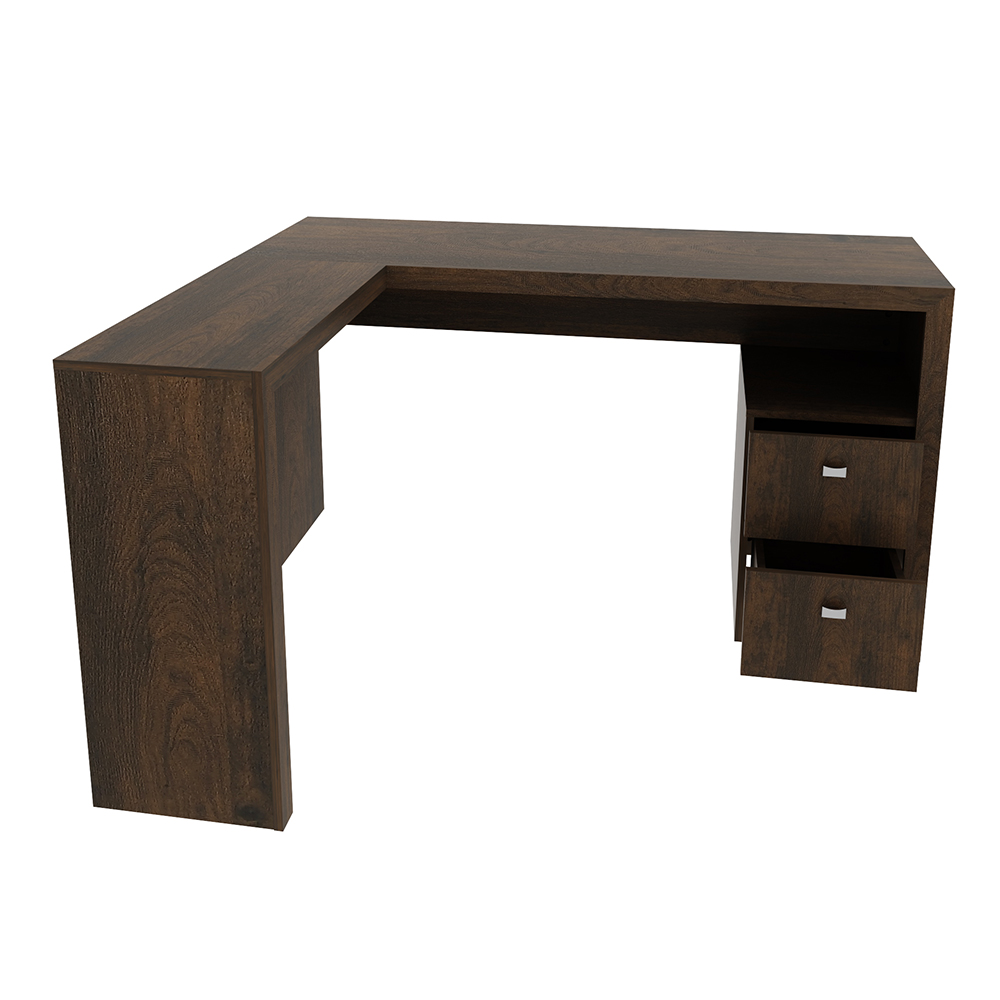 Mesa com 2 Gavetas para Escritório Home Office ME4129 MDP Rustico G69 - Gran Belo