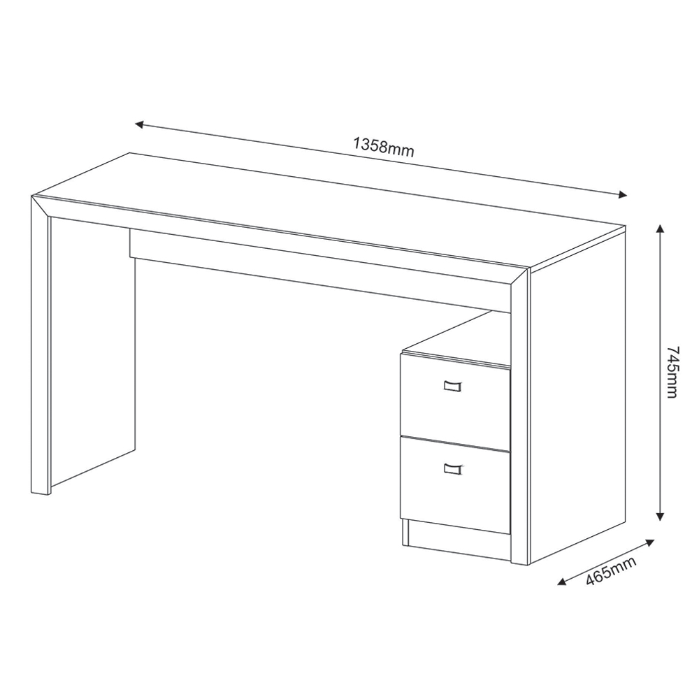 Mesa com 2 Gavetas para Escritório Home Office ME4130 MDP Branco G69 - Gran Belo