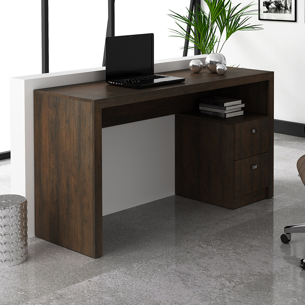 Mesa com 2 Gavetas para Escritório Home Office ME4130 MDP Rustico G69 - Gran Belo
