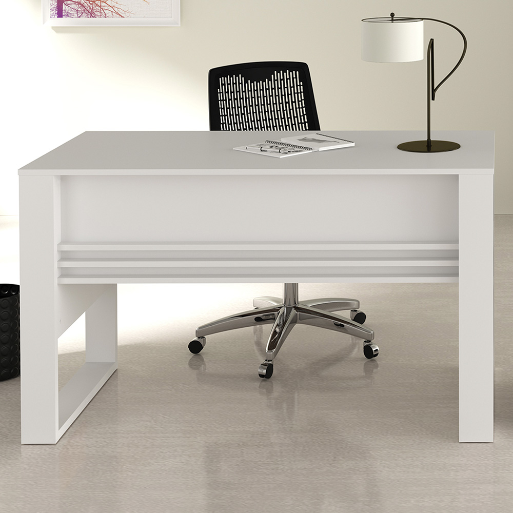 Mesa com Aplique para Escritório Home Office ME4146 MDP Branco G69 - Gran Belo