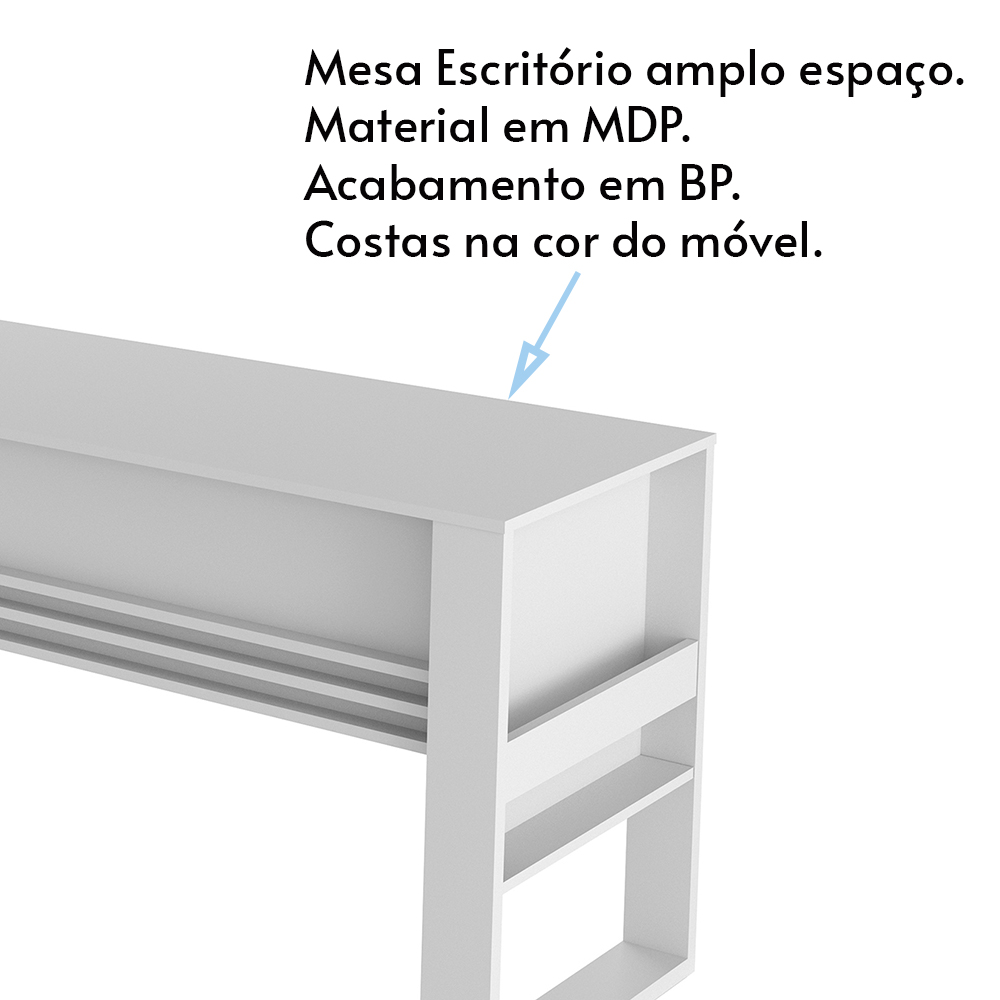 Mesa com Aplique para Escritório Home Office ME4146 MDP Branco G69 - Gran Belo