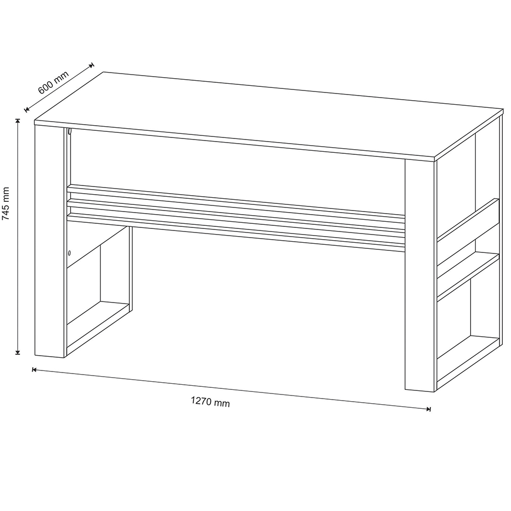 Mesa com Aplique para Escritório Home Office ME4146 MDP Nogal/Preto G69 - Gran Belo