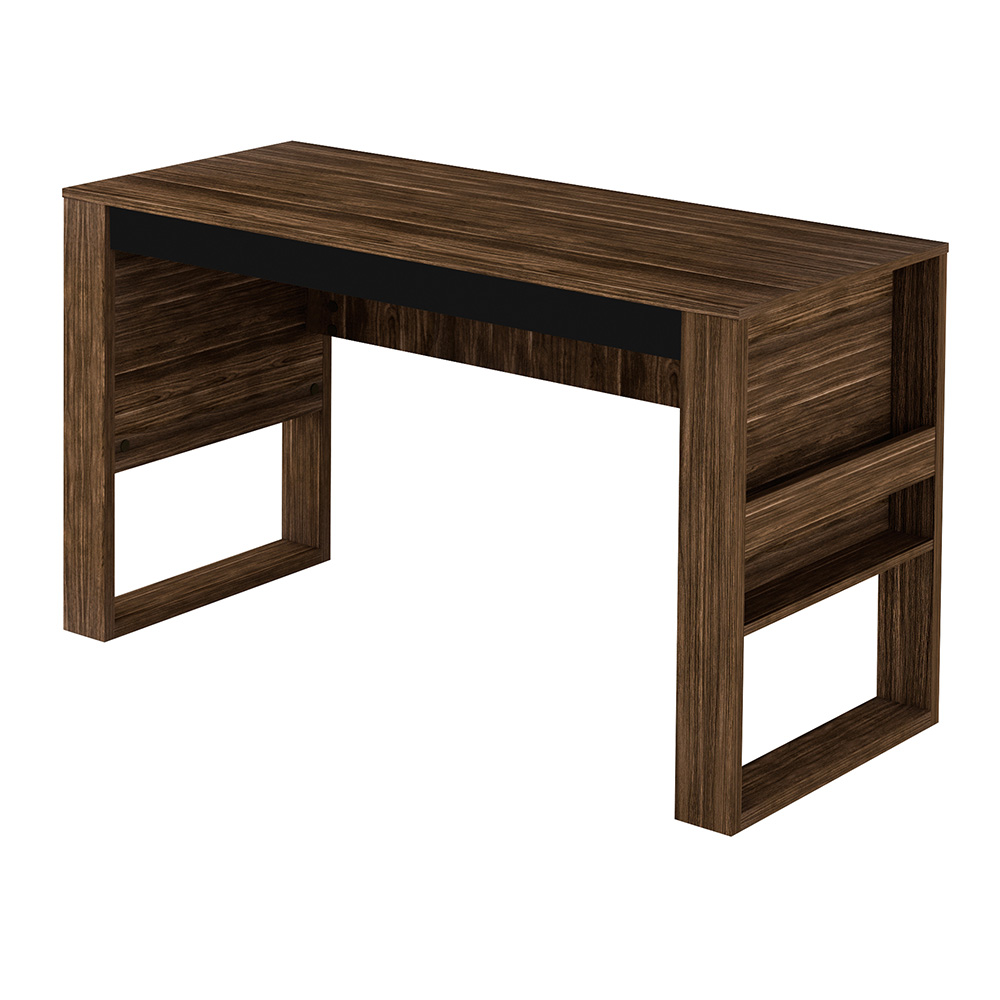 Mesa com Aplique para Escritório Home Office ME4146 MDP Nogal/Preto G69 - Gran Belo
