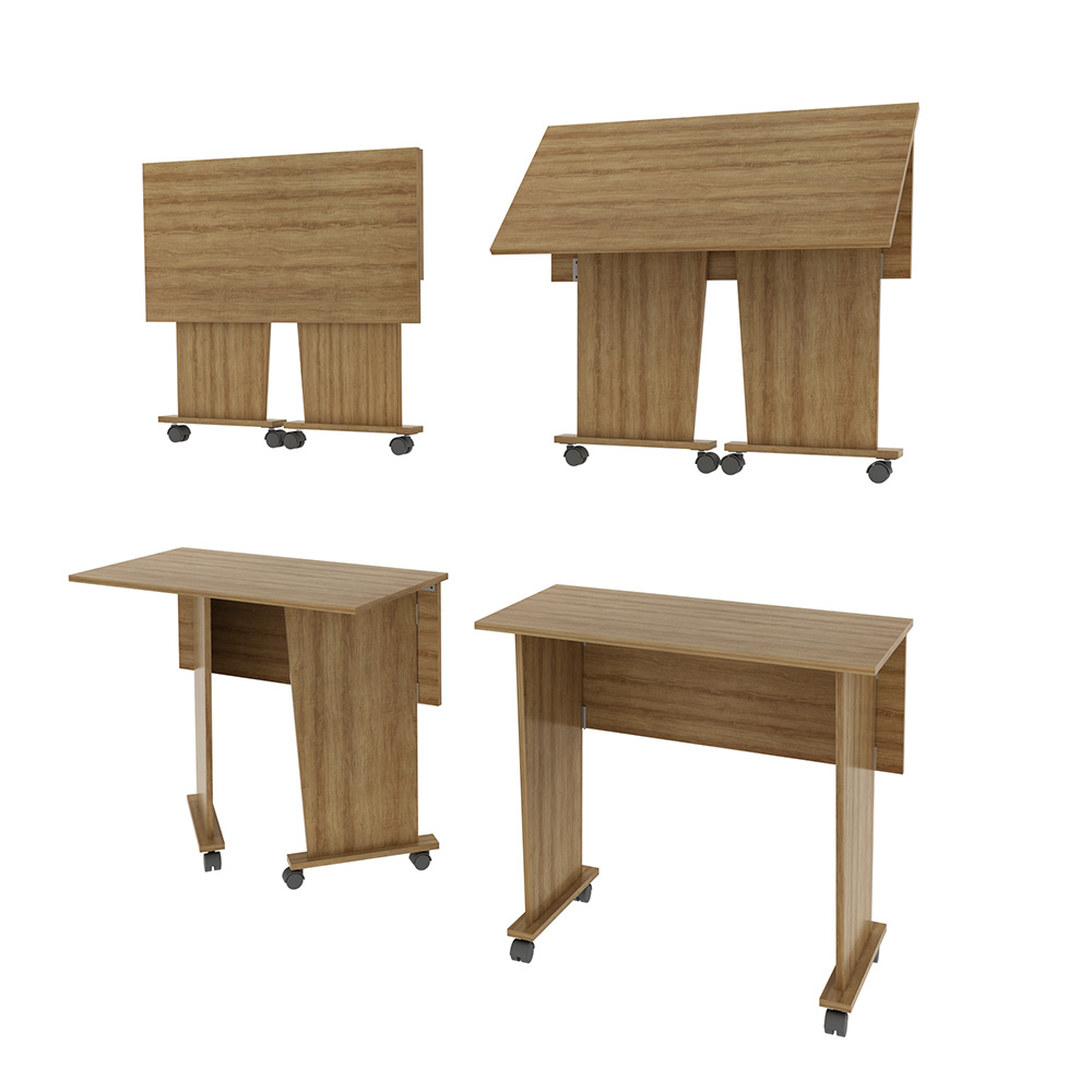 Mesa com rodizio para Escritório Home Office ME4117 MDP Amendoa G69 - Gran Belo