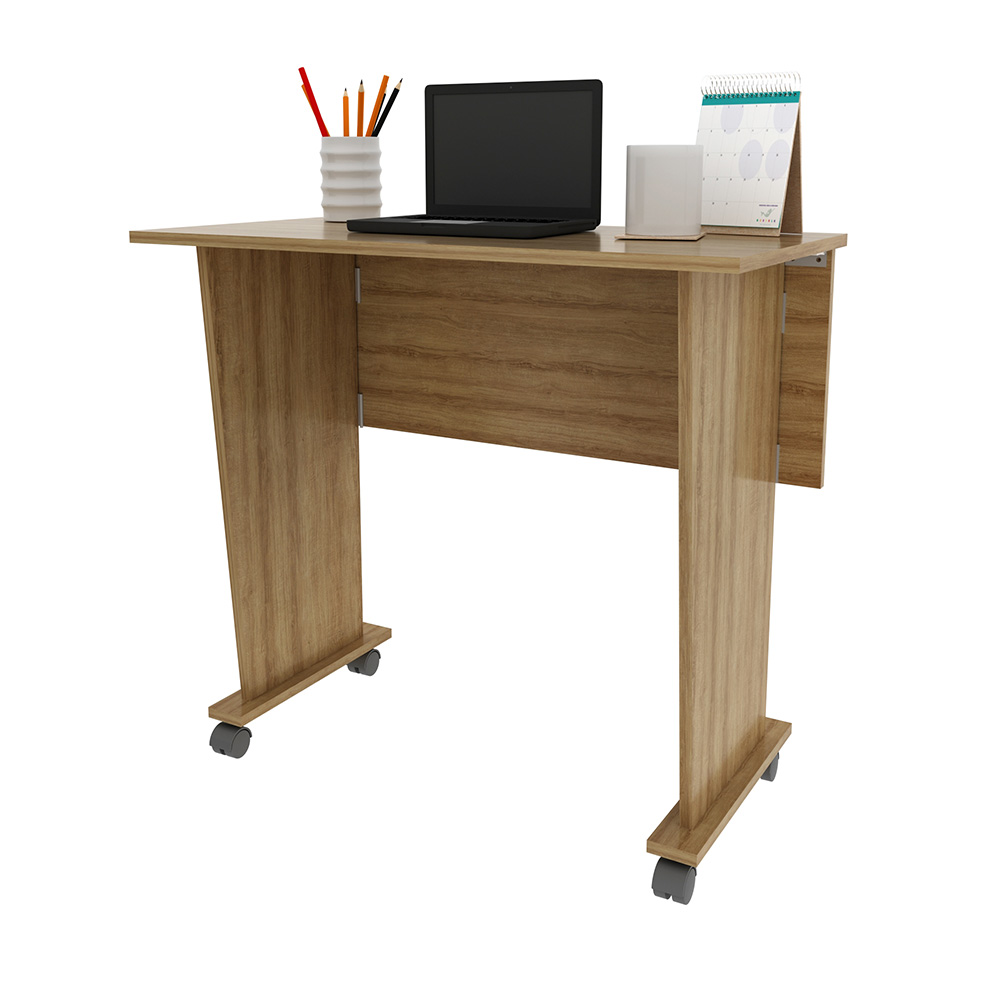 Mesa com rodizio para Escritório Home Office ME4117 MDP Amendoa G69 - Gran Belo