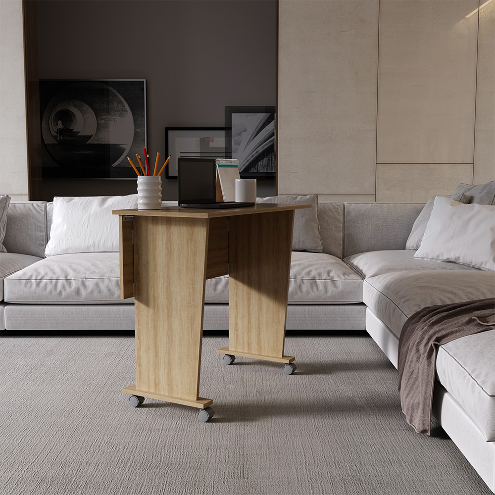 Mesa com rodizio para Escritório Home Office ME4117 MDP Amendoa G69 - Gran Belo