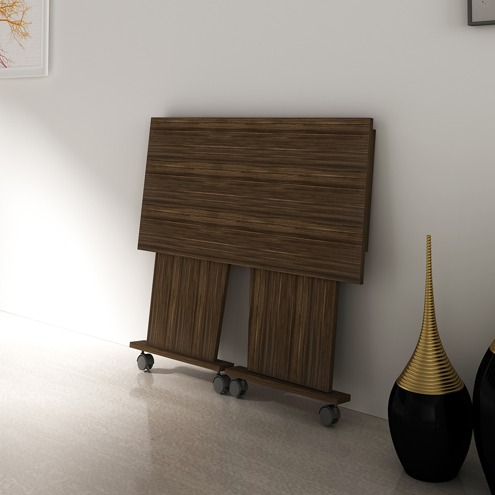 Mesa com rodizio para Escritório Home Office ME4117 MDP Nogal G69 - Gran Belo
