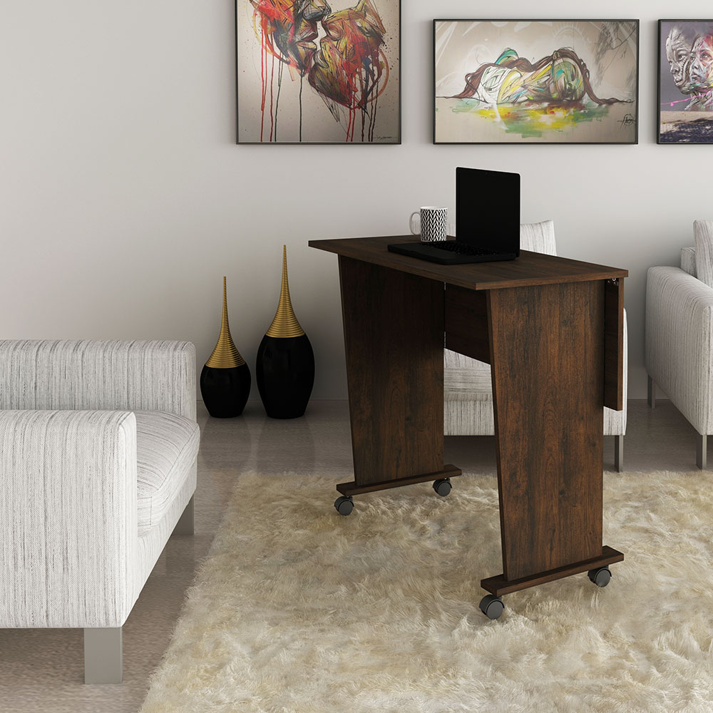 Mesa com rodizio para Escritório Home Office ME4117 MDP Rustico G69 - Gran Belo
