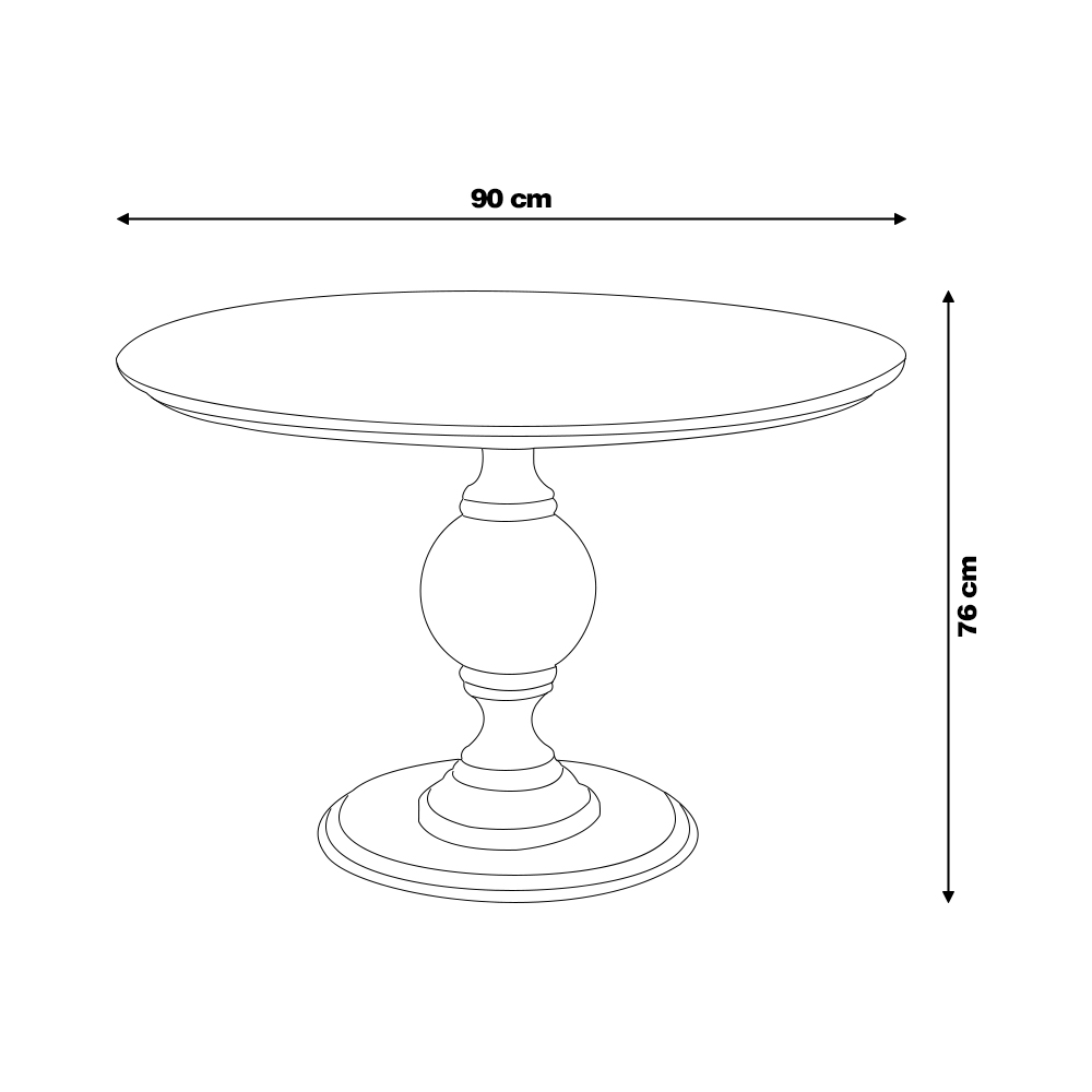 Mesa de Apoio Decorativa Vênus 90x76 Preta/Imbuía G71 - Gran Belo