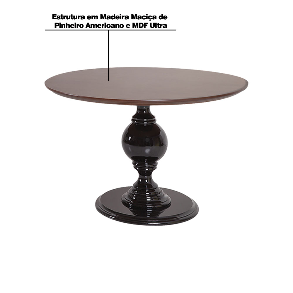 Mesa de Apoio Decorativa Vênus 90x76 Preta/Imbuía G71 - Gran Belo