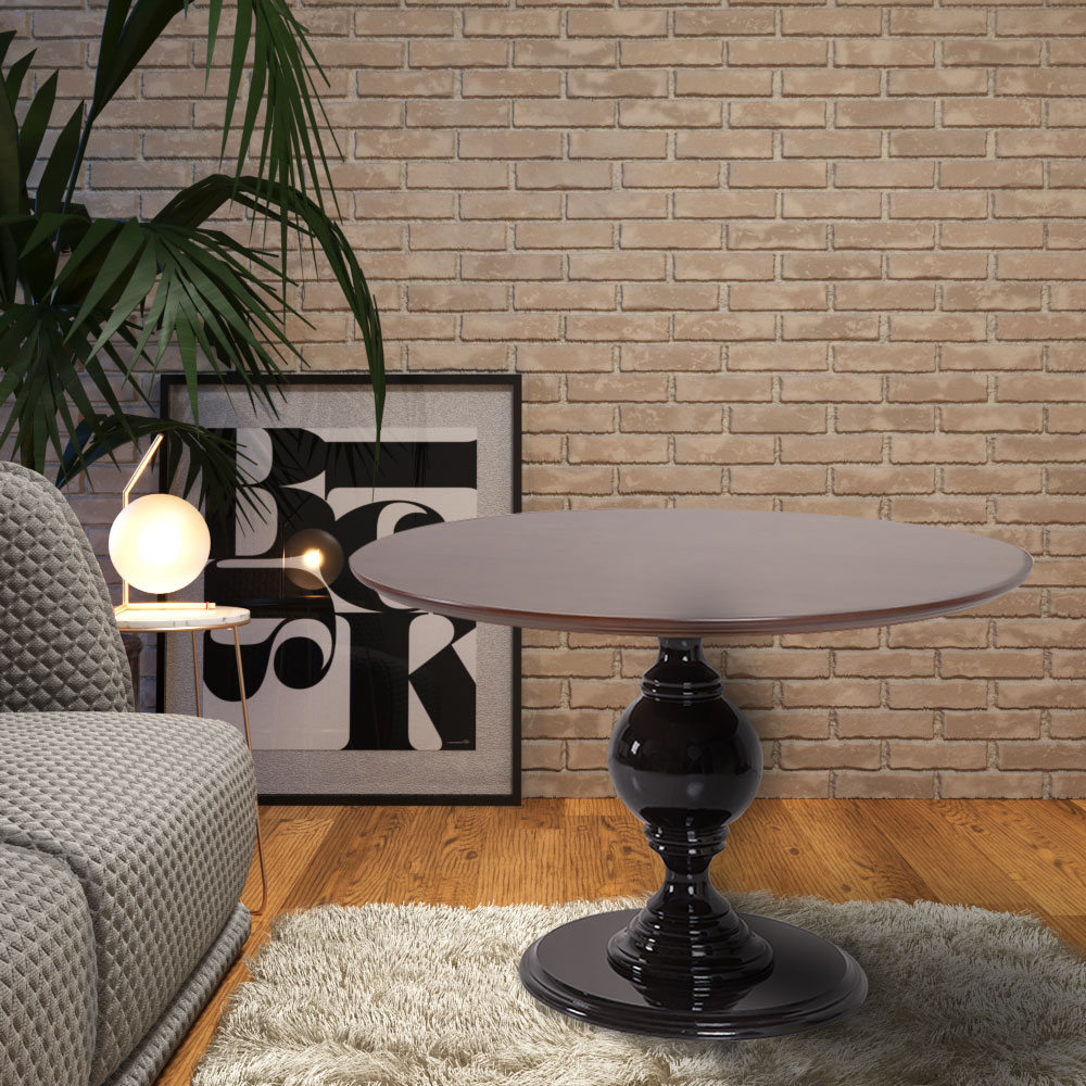 Mesa de Apoio Decorativa Vênus 90x76 Preta/Imbuía G71 - Gran Belo