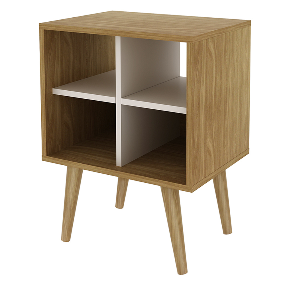Mesa de Apoio Nicho Canto Lateral para Sala de Estar E1720 MDP Natural/Off White G69 - Gran Belo