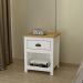 Mesa de Cabeceira 1 Gaveta Madeira Maciça Osiris Branco/Freijó- G74 - Gran Belo