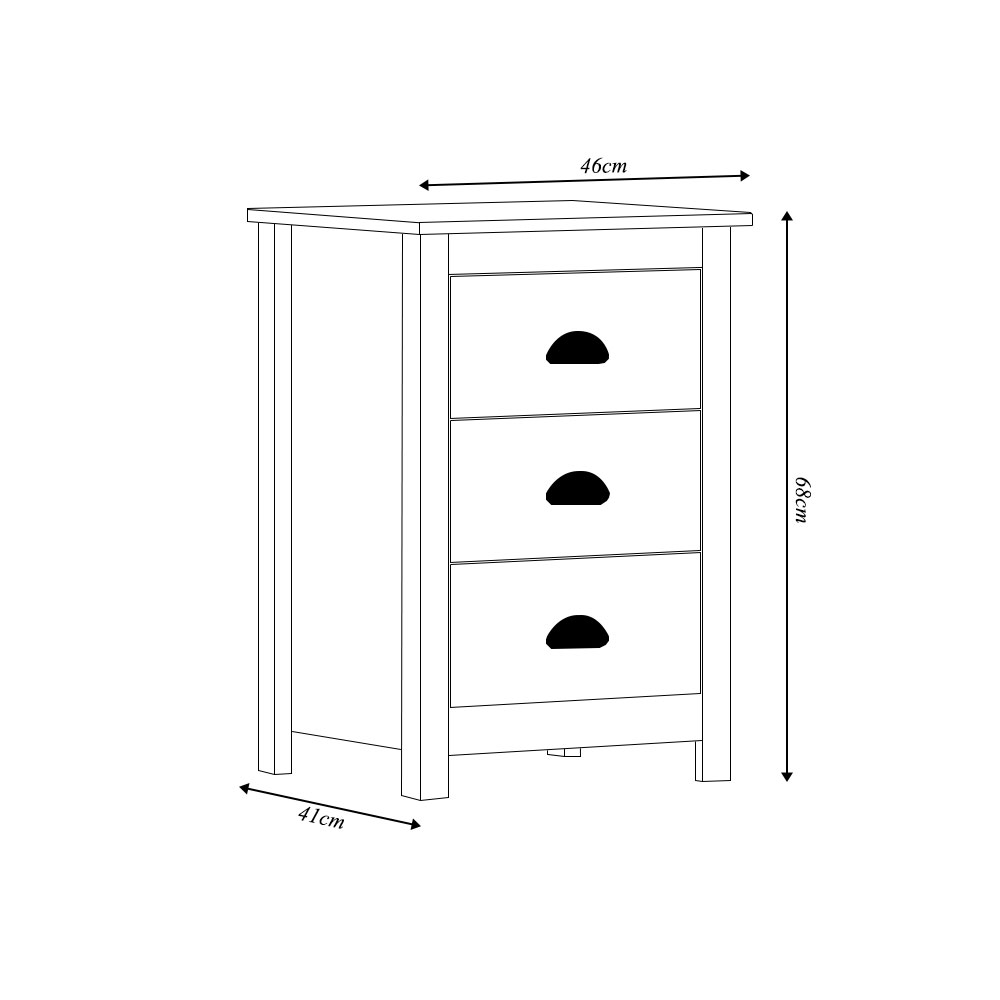 Mesa de Cabeceira 3 Gavetas Madeira Maciça Osiris Branco/Freijó G74 - Gran Belo