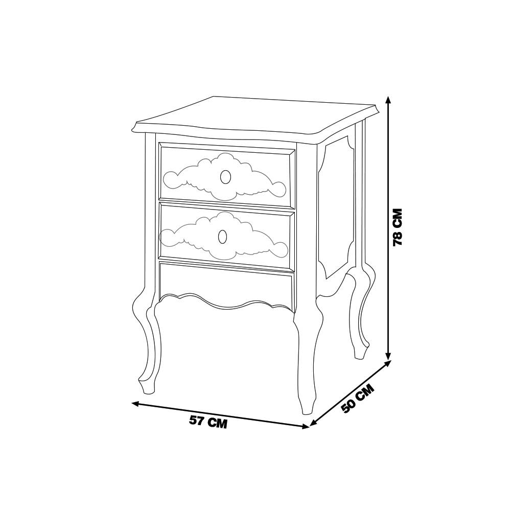 Mesa de Cabeceira Decorativa Zahra 2 Gavetas Vermelho/Imbuía G71 - Gran Belo