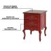 Mesa de Cabeceira Decorativa Zahra 2 Gavetas Vermelho/Imbuía G71 - Gran Belo