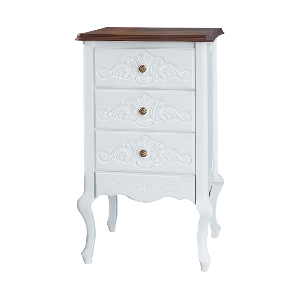 Mesa de Cabeceira Decorativa Zahra 3 Gavetas Branco/Imbuía G71 - Gran Belo