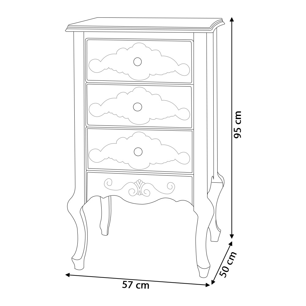 Mesa de Cabeceira Decorativa Zahra 3 Gavetas Branco/Imbuía G71 - Gran Belo