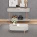 Mesa de Centro Decorativa Bento 1 Gaveta Pés Metálicos Dourados Fendi/Quartzo G18 - Gran Belo