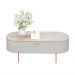 Mesa de Centro Decorativa Bento 1 Gaveta Pés Metálicos Dourados Fendi/Quartzo G18 - Gran Belo