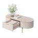 Mesa de Centro Decorativa Bento 1 Gaveta Pés Metálicos Dourados Off White G18 - Gran Belo
