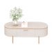 Mesa de Centro Decorativa Bento 1 Gaveta Pés Metálicos Dourados Off White G18 - Gran Belo