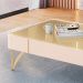 Mesa de Centro Decorativa Cadenza Pés de Aço MDP/MDF Off White/Champagne G26 - HB Móveis