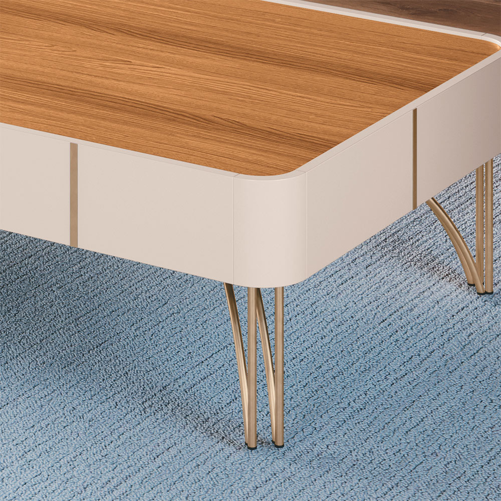 Mesa de Centro Decorativa Rennes MDP/MDF Pés de Aço Off White/Cinamomo G26 - Gran Belo