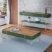 Mesa de Centro Decorativa Rennes MDP/MDF Pés de Aço Verde Pistache/Freijó G26 - Gran Belo