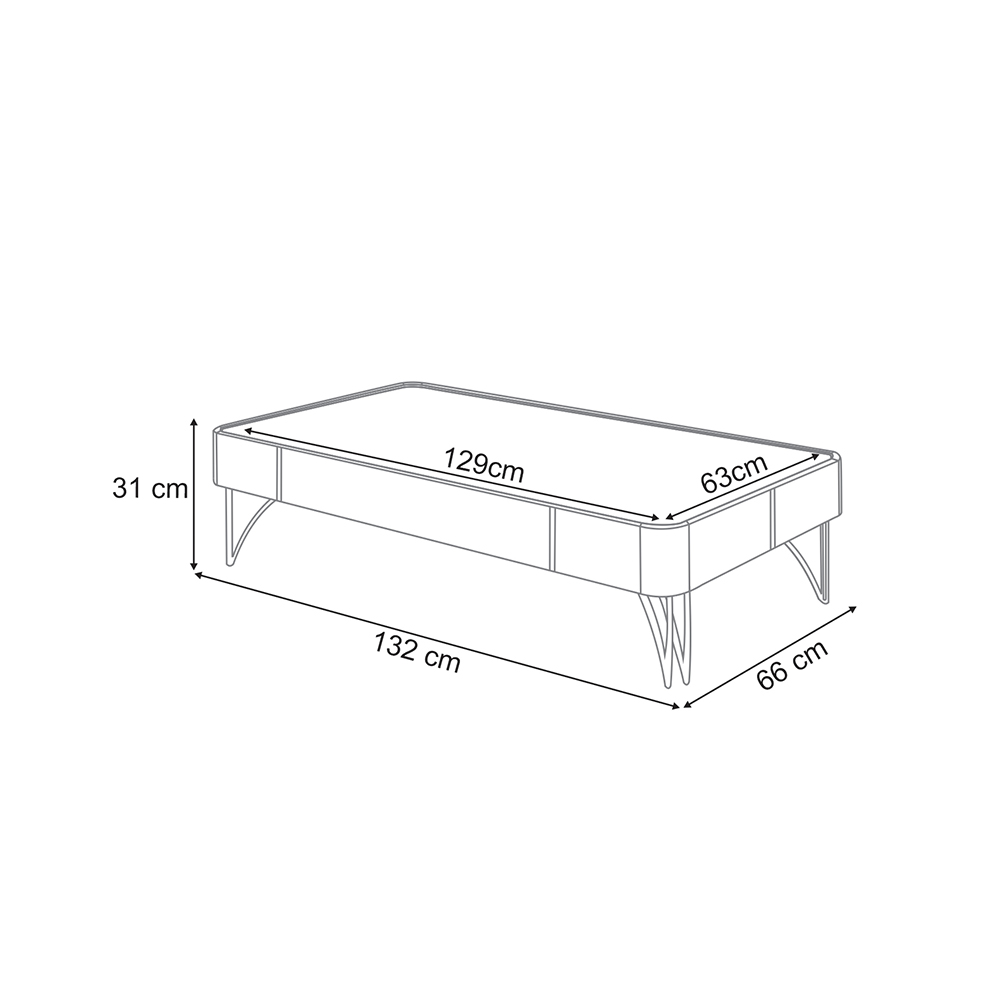Mesa de Centro Decorativa Rennes Pés de Aço MDP/MDF Off White/Castanho G26 - Gran Belo