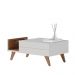 Mesa de Centro Sancho para Sala de Estar Versátil Tampo em vidro 6mm e pés em madeira Off White/Freijó
