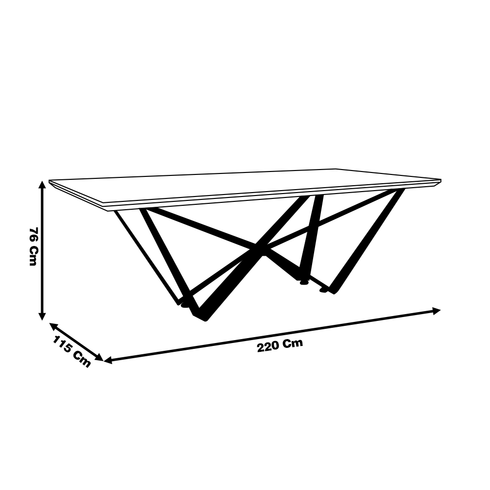 Mesa de Jantar Base de Ferro Shaman 220cm Castanho Oregon G04 - Gran Belo