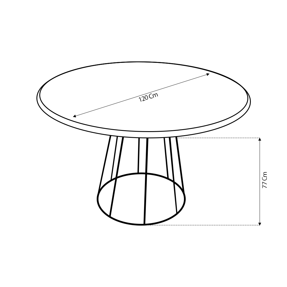 Mesa de Jantar Redonda Base de Ferro Telaio Castanho G04 - Gran Belo