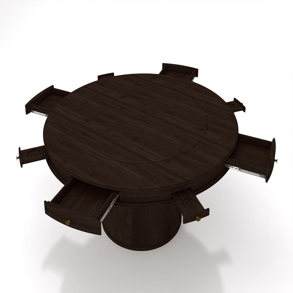 Mesa de Jogos Carteado 4 Lugares Bellagio com Gavetas e Tampo Reversível Base Cone com Tecido Capuccino/Verde G42 - Gran Belo