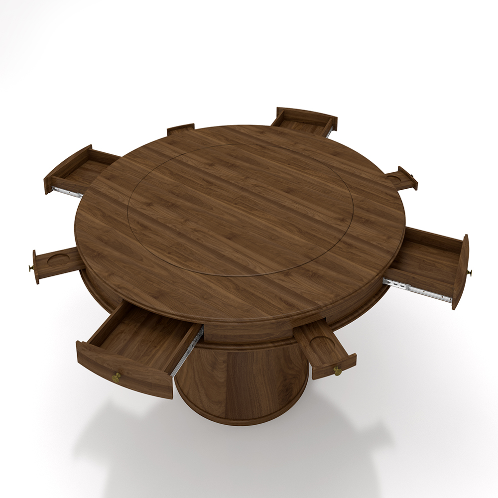 Mesa de Jogos Carteado 4 Lugares Bellagio com Gavetas e Tampo Reversível Base Cone com Tecido Nogueira/Verde G42 - Gran Belo