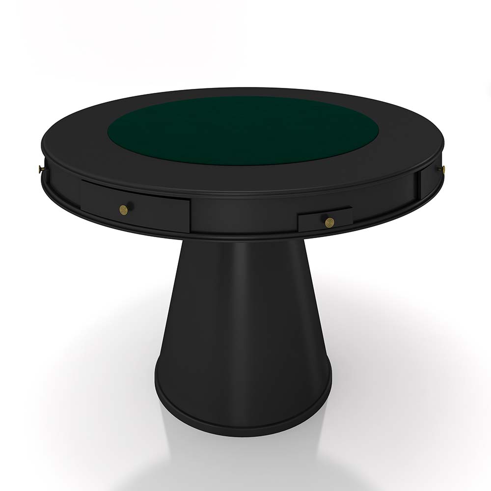 Mesa de Jogos Carteado 4 Lugares Bellagio com Gavetas e Tampo Reversível Base Cone com Tecido Preto/Verde G42 - Gran Belo